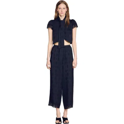 Sandro Fluid Paisley Jacquard Trousers In Black
