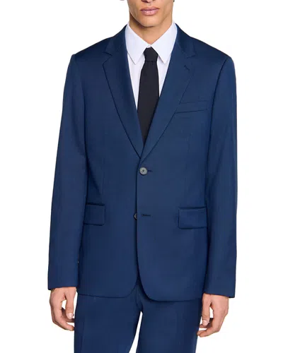 Sandro Formal Micro Jacket In Royal Blue