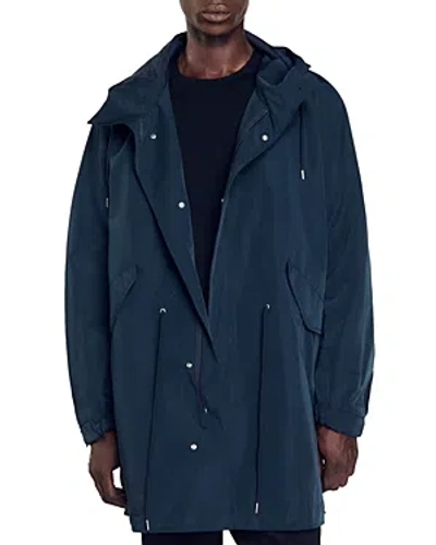 Sandro Franky Snap Front Parka In Blue