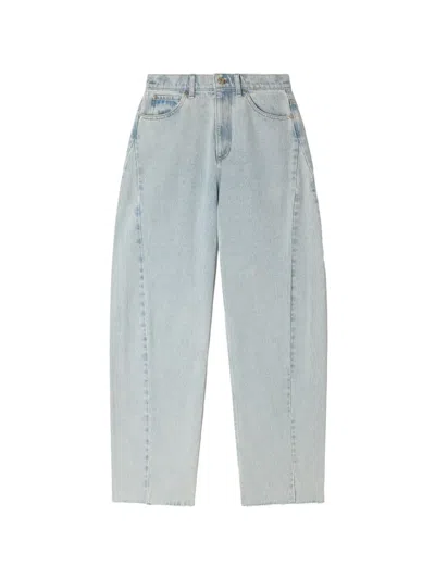 Sandro Frayed Wide-leg Jeans In Blue
