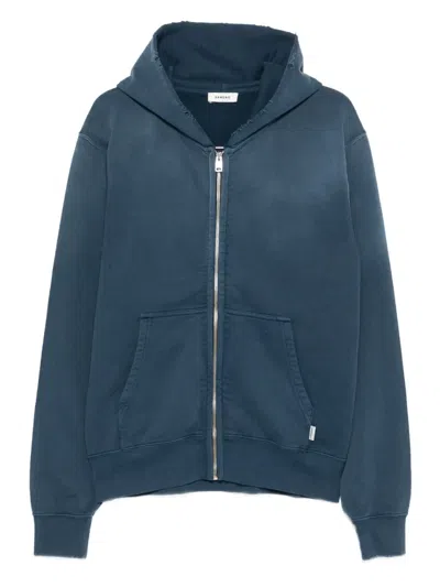 Sandro Frayed Zip-up Hoodie In Blue