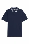 Sandro Fred Tipped Cotton Polo In Blue