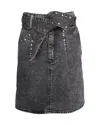 Sandro Fredie Belted Embellished Acid-wash Denim Mini Skirt In Grey Cotton In Grey