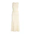 Sandro Womens Round-neck Frill-embroidered Knitted Maxi Dress Naturels In Beige