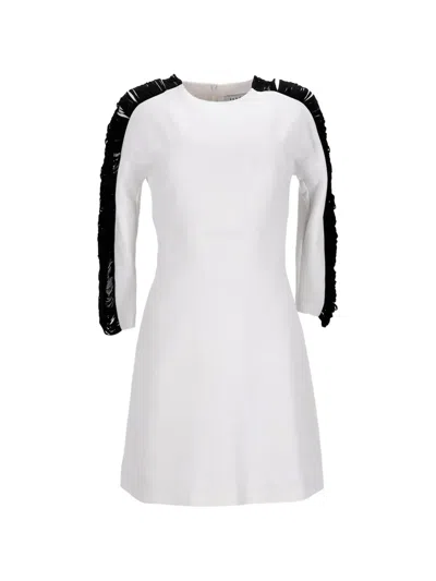 Pre-owned Sandro Fringe Side-sleeve Dress In White