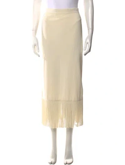 Pre-owned Sandro Fringe Trim Accent Long Skirt In Neutral