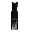 Sandro Lyne Fringe-trim Midi Dress In Black