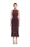 Sandro Embellished Fringe Midi Dress In Brown