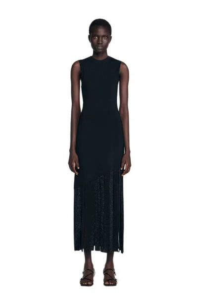 SANDRO SANDRO FRINGED MAXI DRESS