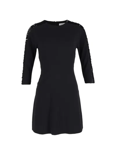 Pre-owned Sandro Fringed Mini Dress In Black