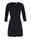 Sandro Fringed Sleeve Mini Dress In Black Polyester In Black