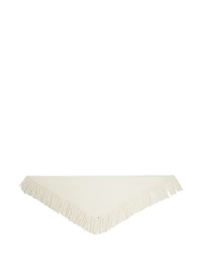 Sandro Fringed Wool Triangle Scarf In Neutrals