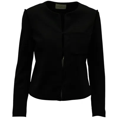 Sandro Full-length Sleeves Jacket In Black Wool