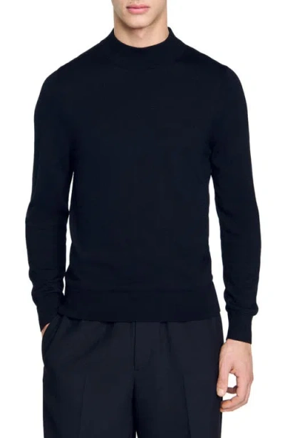 Sandro Funnel Neck Sweater In Black
