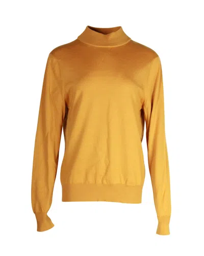 Sandro Funnel-neck Sweater In Yellow Wool
