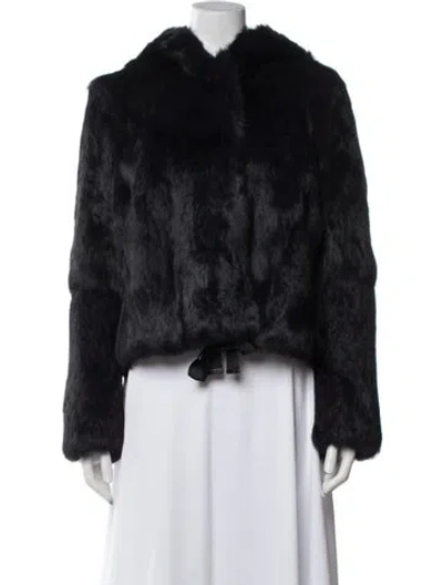 Pre-owned Sandro Fur Faux Fur Jacket In Black