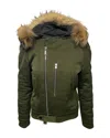 Sandro Fur Trim Hooded Parka In Green Cotton In Green
