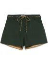 Sandro Two-tone Drawstring Waist Shorts In Green