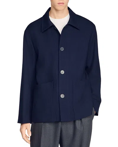 SANDRO FW26 HENRY BUTTONED WOOL WORKER JACKET