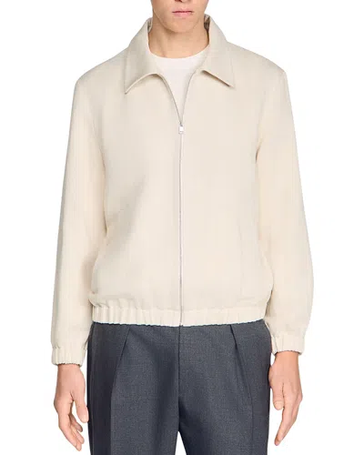Sandro Fw26 Jones Cotton Zip Up Jacket In Neutral