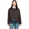 Sandro Womens Brown Gabardine Contrast-collar Cotton Coat In Multi