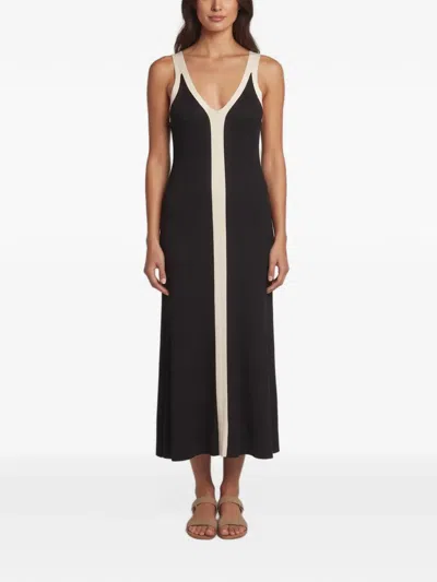 Pre-owned Sandro Gabrielle Rib-knit Midi Dress In Black
