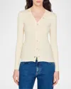Sandro Gabrielle Ribbed-knit Cardigan In Ecru