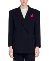 Sandro Gala Linen-blend Blazer In Black