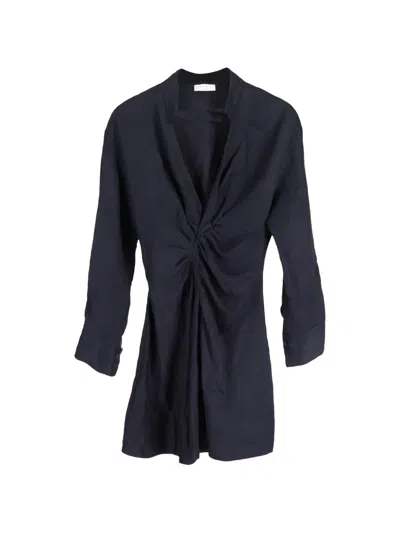 Pre-owned Sandro Gathered Front Dress In Blue