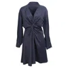 Sandro Gathered Mini Shirt Dress In Blue Viscose