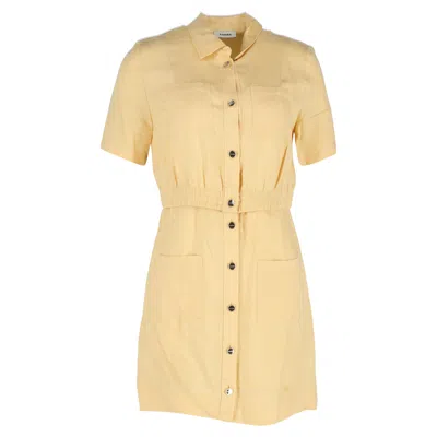Sandro Gathered Waist Mini Shirt Dress In Yellow Viscose