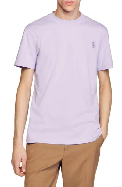 Sandro Logo-embroidered Cotton T-shirt In Lavender