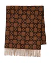 Sandro Geo Pattern Wool Scarf In Brown