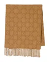 Sandro Geo Pattern Wool Scarf In Brown