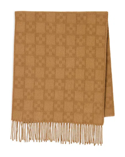 Sandro Geo Pattern Wool Scarf In Brown