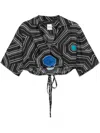 Sandro Spiral Motif Silk Shirt In 黑色