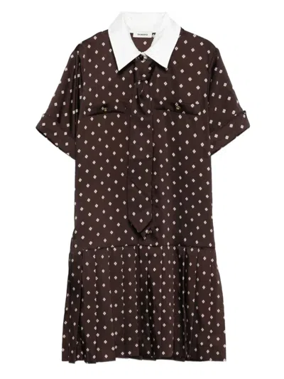 Sandro Geometric-print Mini Dress In Brown