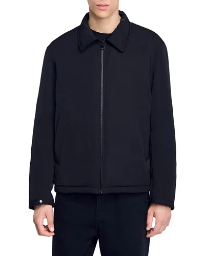 Sandro George Technical Quilted Jacket In Black