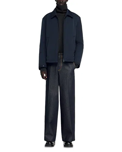 Sandro George Technical Quilted Jacket In Blue