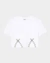 Sandro Womens Naturels Crystal-embellished Cut-out Cotton-blend T-shirt In White