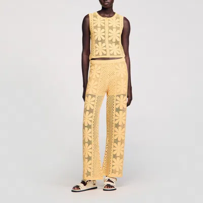 Sandro Gilet En Crochet In Yellow