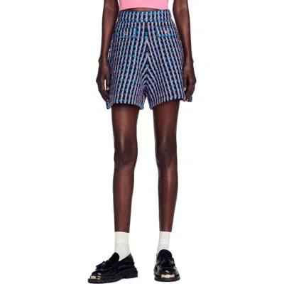Sandro Gilo High Waist Tweed Shorts In Multi