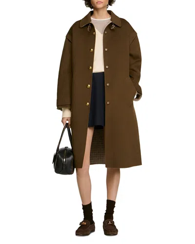Sandro Giorjo Wool Double Faced Coat In Multi