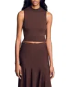 Sandro Fine Knit Cropped Shell Sweater In Multi