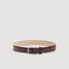 Sandro Glazed Leather Belt In Brown