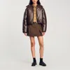 Sandro Glazed Leather Jacket In Brown