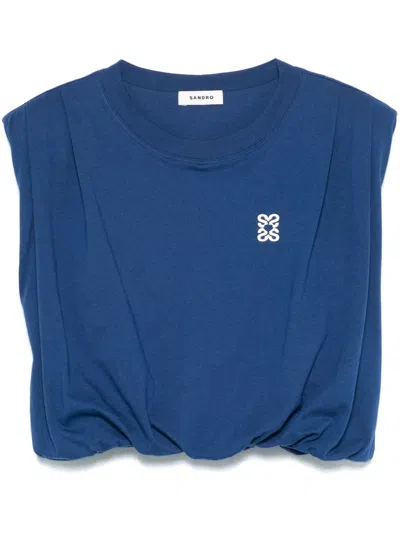 SANDRO DRAPED T-SHIRT
