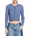 Sandro Glitter Crewneck Cardigan Sweater In Royal Blue
