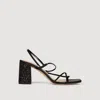 Sandro Glitter Block-heeled Sandals In Black