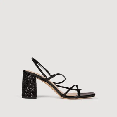 SANDRO GLITTER HEEL SANDALS